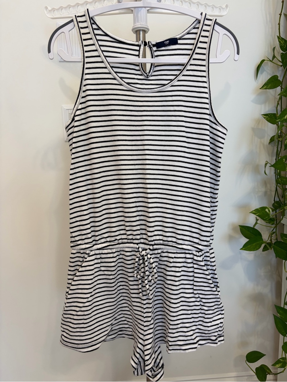GAP Black and White Striped Tank Romper